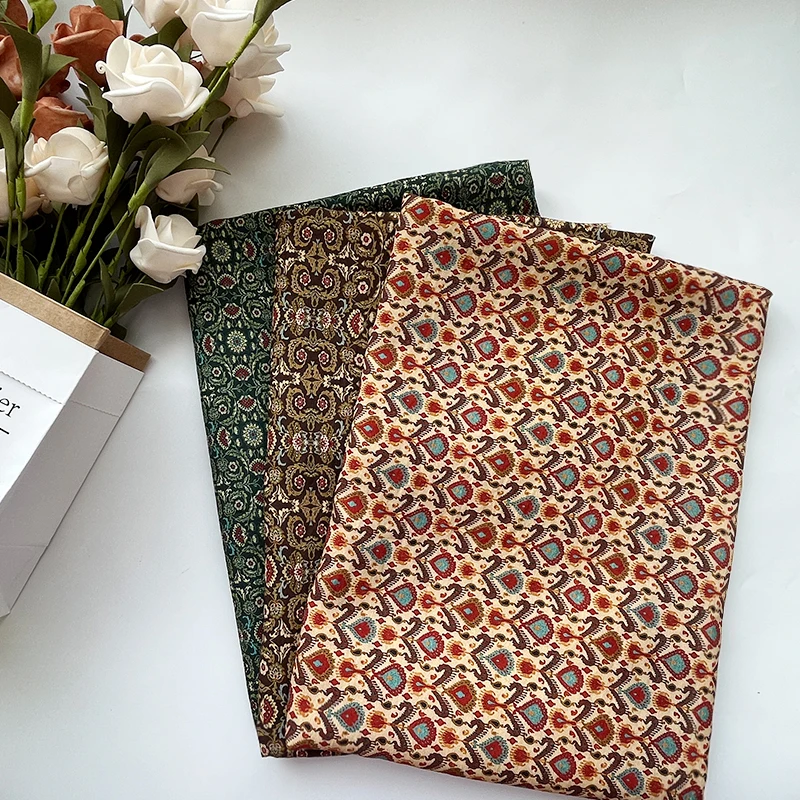 

Новая китайская шелковая хлопковая ткань с принтом, ширина 5 м, ткань для платьев, с цветочным узором, цифровая печать, текстиль для ханьфу