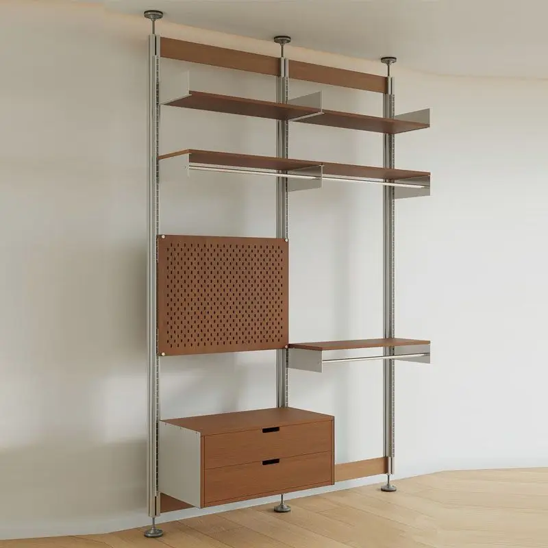

Metal rack Solid wood board Clothing magazine Coffee machine Storage rack Practical