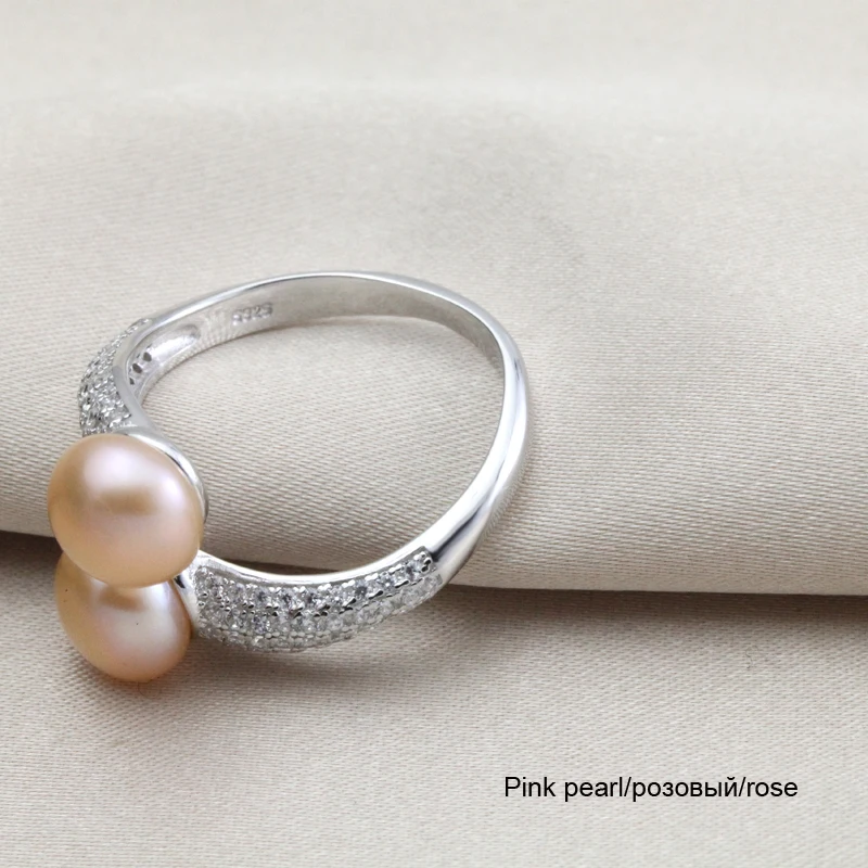 YouNoble natürlicher kultivierter Sterlingsilber-Perlenring für Damen, weißer doppelt verstellbarer Ring mit Perle, Ehefrau, Mutter, Geburtstagsgeschenk – Detail 3