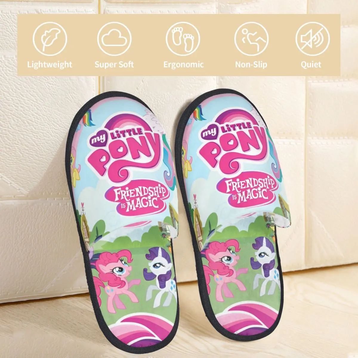 My Little Pony Cartoon Winter Cotton Home Slippers Living Room Cozy Memory Foam Slippers Non-slip