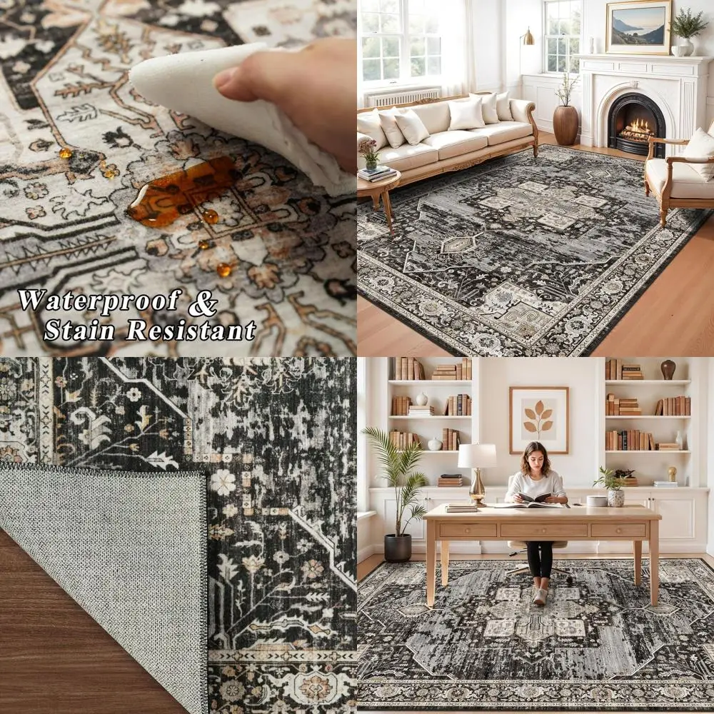 

5x8 Area Rug - Boho Style for Living Room, Bedroom, Dining Room - Soft, Washable, Stain Resistant - Ideal for Queen Beds, Sofas