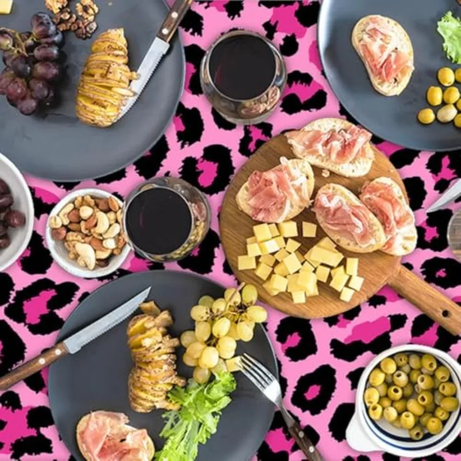 3 шт., розовая леопардовая скатерть для вечеринки, скатерть с гепардом на день рождения, большая прямоугольная скатерть для дня рождения, настольная бухта для девочки