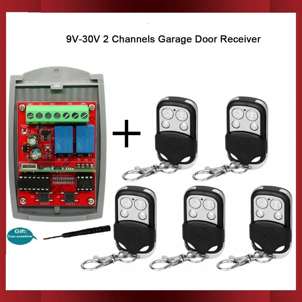 

2 Channel Receiver Gate Garage Door remote control receiver 433MHZ fixed code Rolling Code 1527 Learning Code switch Transmitter