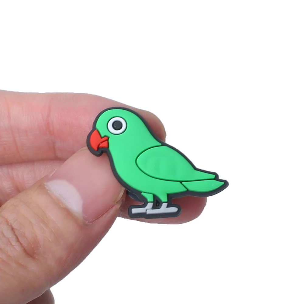 Single sale 1pcs Cute Parrot PVC shoe Charms Accessories Decoration Buckles Classic Clog Fit Bands Bracelets