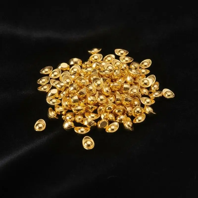 50Pcs Durable Alloy Golden Yuanbao Mini Solid Wealth Attraction Lucky Ornaments for Home Desk Feng Shui Decor Gift