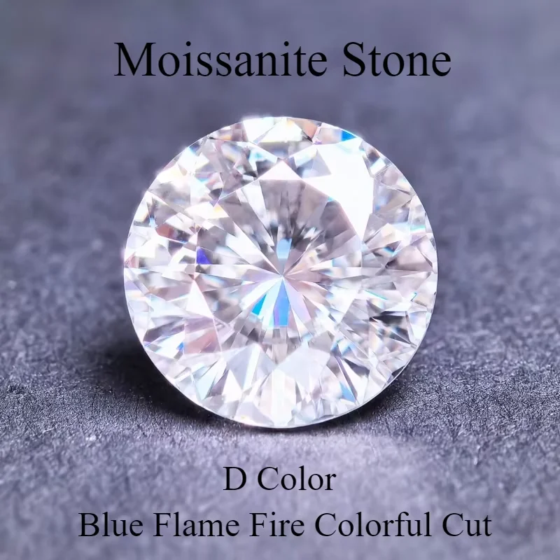 

Moissanite Stone D Color Blue Flame Fire Colorful Cut Lab Grown Charm Diamond for DIY Jewelry Making Materials Certificate