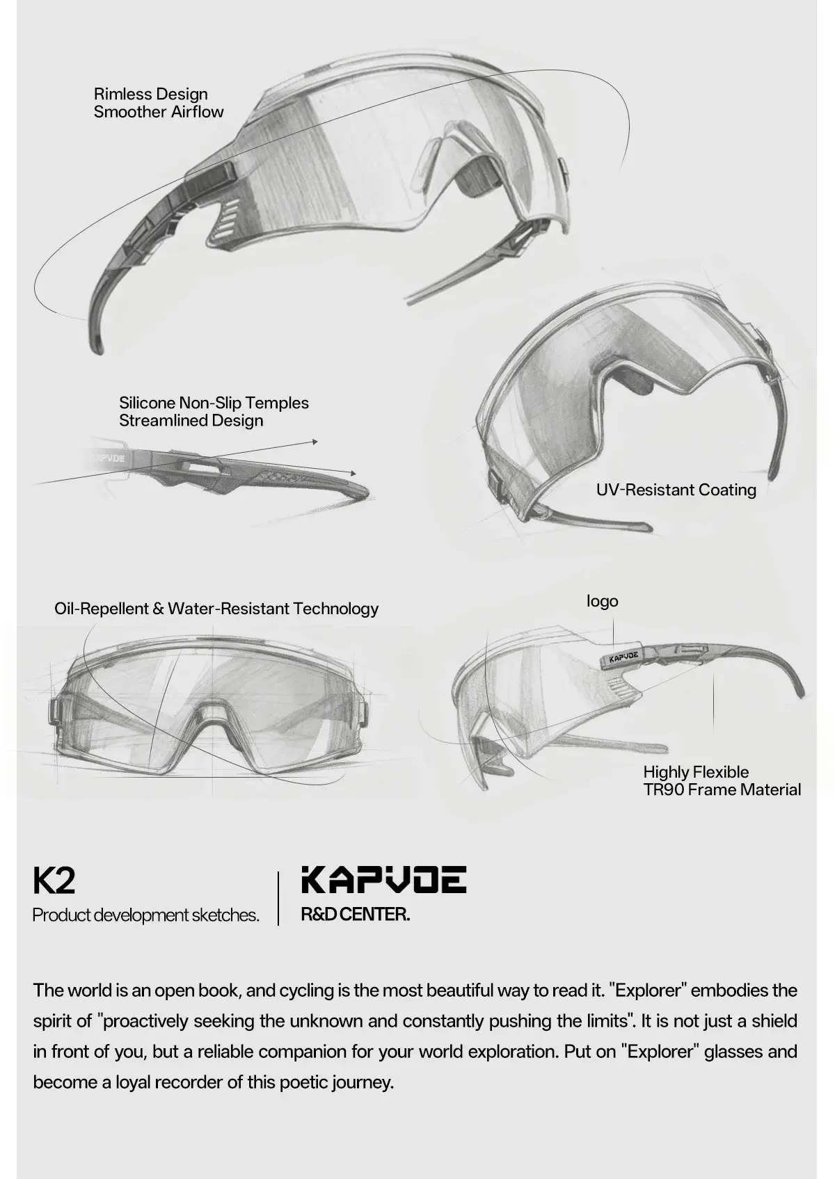 KAPVOE Eagle Beak Integrierte Fahrradbrille Rennbrille Fahrradsonnenbrille MTB Rennrad Outdoor-Sport Fahrradbrille für Männer und Frauen – Detail 23