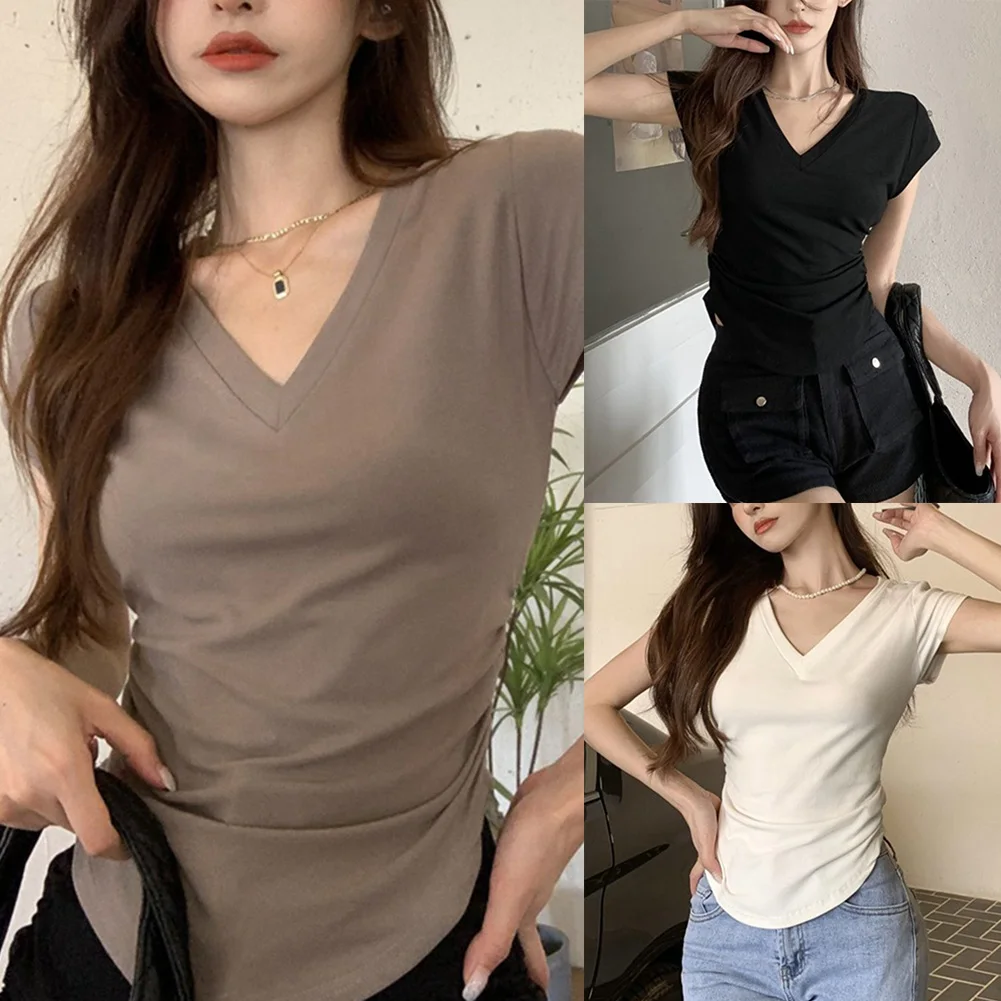 Short Sleeved Shirt V-Neck T-Shirt Casual Events Comfortable Summer Shirt Everyday Casual Clothing Fashionable Short Sleeve