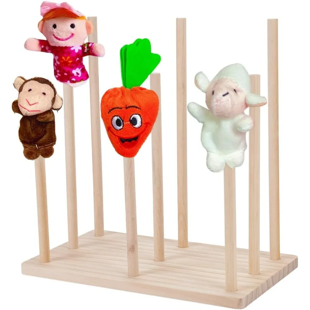 

Wooden Puppet Stand Wooden Puppet Tree Display Wood Display Stand PapayaWhip Color Holders Holds 9 Hand