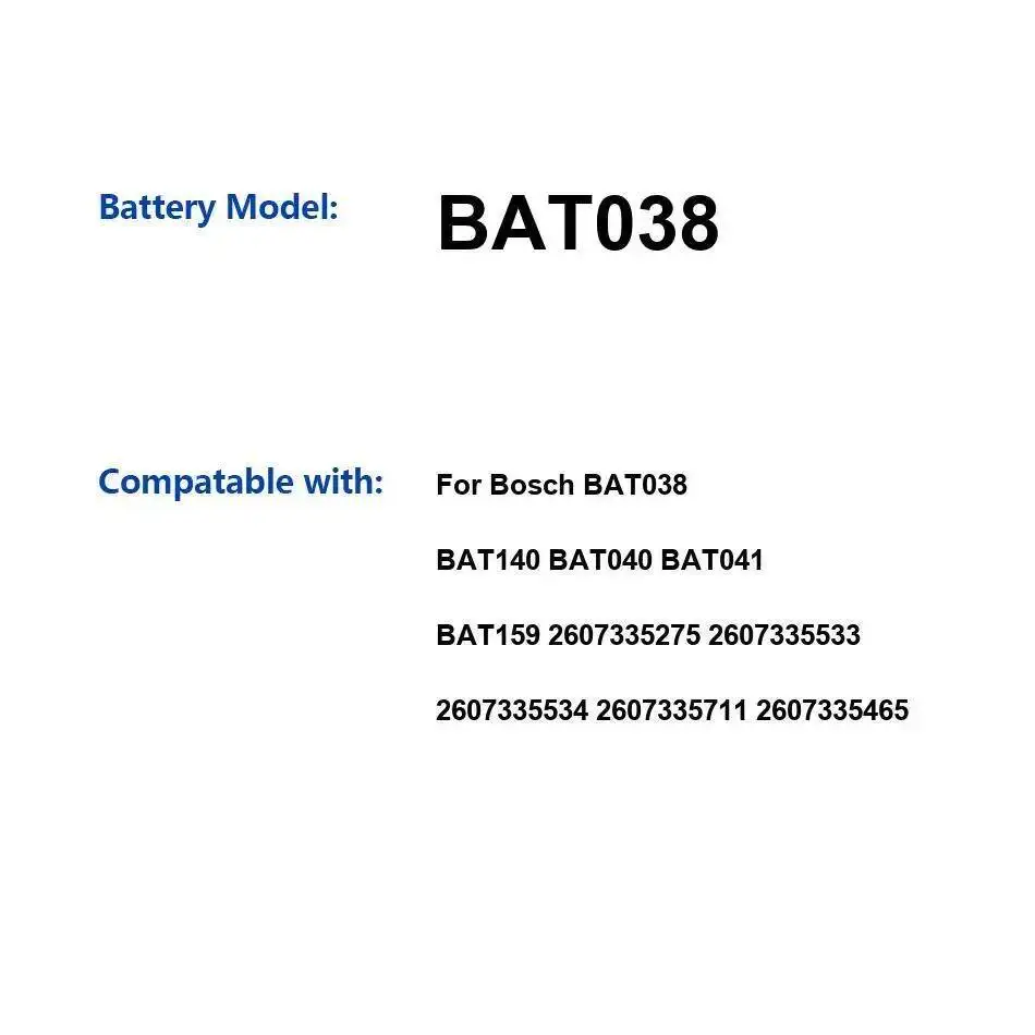 

Аккумулятор для электроинструмента 12800 мАч для Bosch BAT038 BAT140 BAT040 BAT041 BAT159 2607335275 2607335533 2607335534 2607335711 2607335465