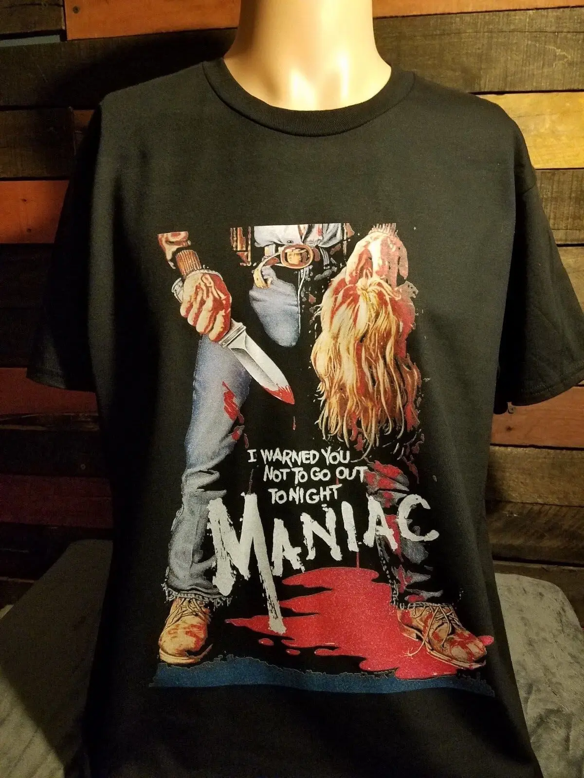 

Maniac 'I Warned You Not To Go Out At Night' 1980 Horror Movie SHIRT