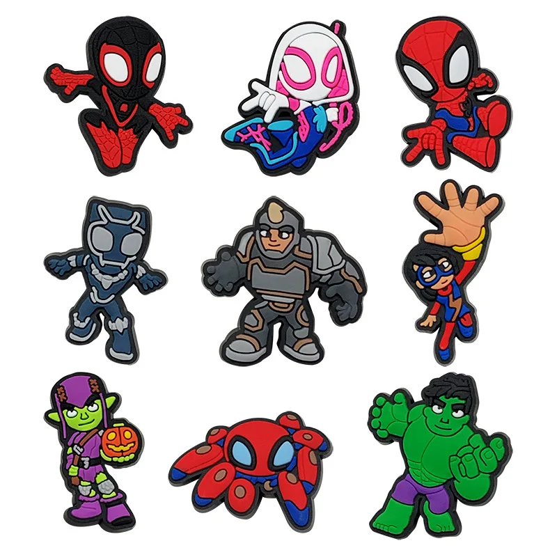 9pcs/set Spider-Man Hulk Collection Shoe Charms for DIY Shoe Decorations Accessories Decorations Sandal Decorate Kids Gift