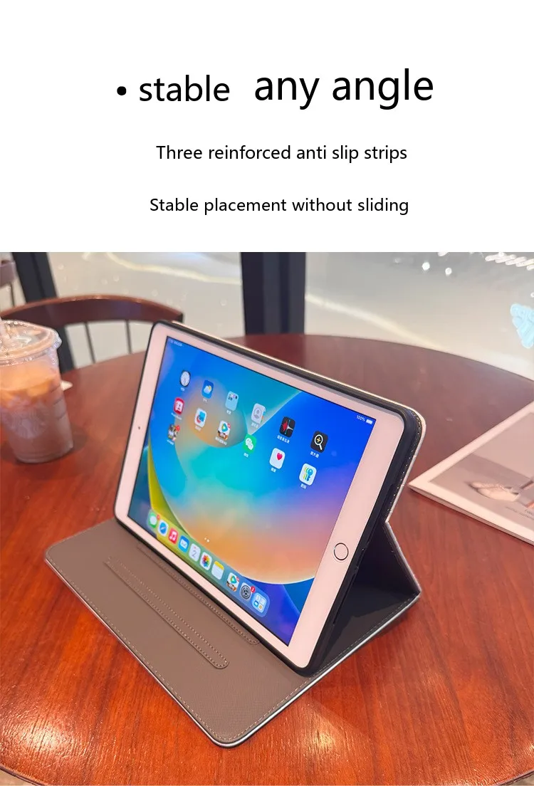 Für iPad PU-Leder-Foliotasche mit Stifthalter, Schlaf-/Aufwachfunktion und stoßfester Abdeckung – Detail 7