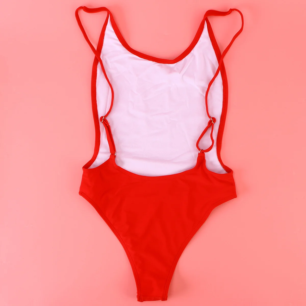 

Women Solid Color One-Piece Swimsuit Red Size S High Waist Classic Sling Backless Bathing Suit Swimwear for Women