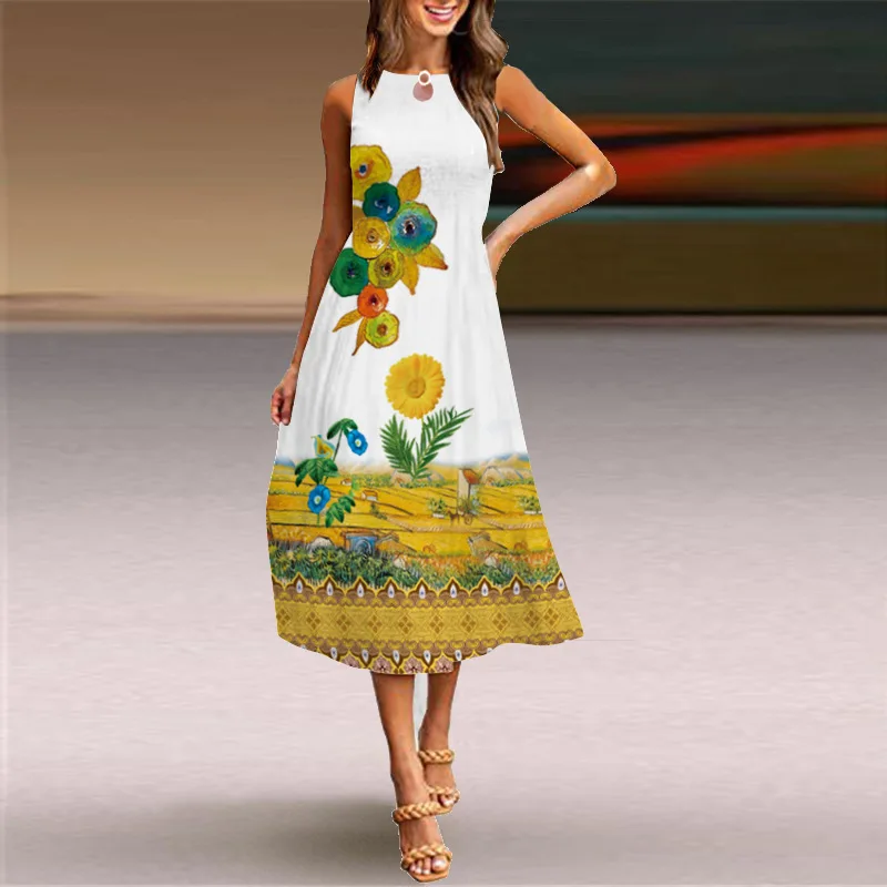 2022-Border Women's Clothing Summer New European and American Long Skirt Sleeveless Fashion Skirt Foreign Trade Pri