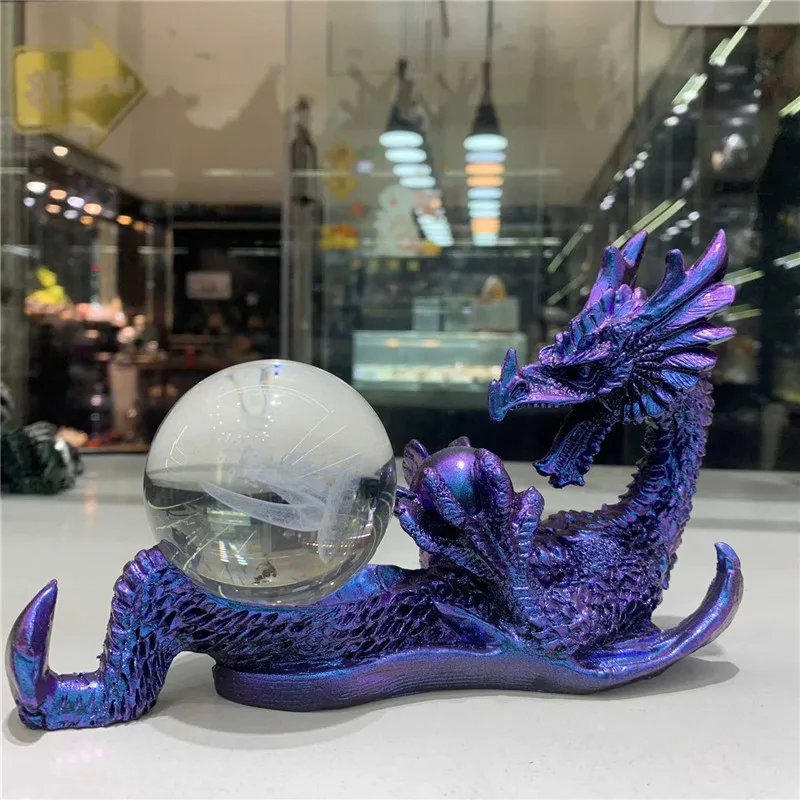 Natural crystal mineral balls, crystal dragons, resin display stands for home decoration