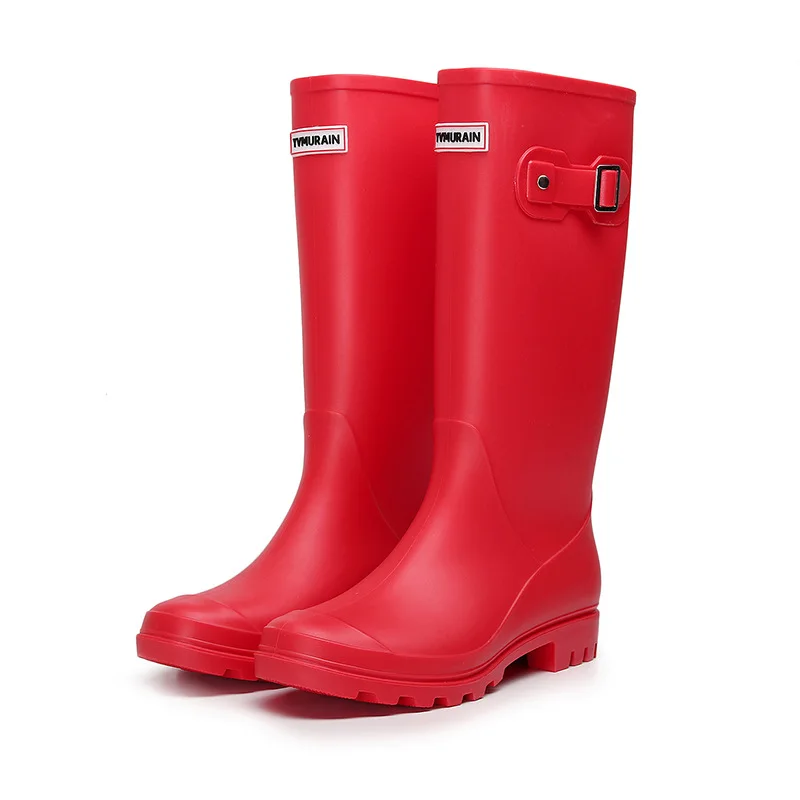 

Adult Long Tube Faion Rain Boots Women's High-Top Anti-Slip Injection Molding Wellington oes Briti Sle EVA PVC