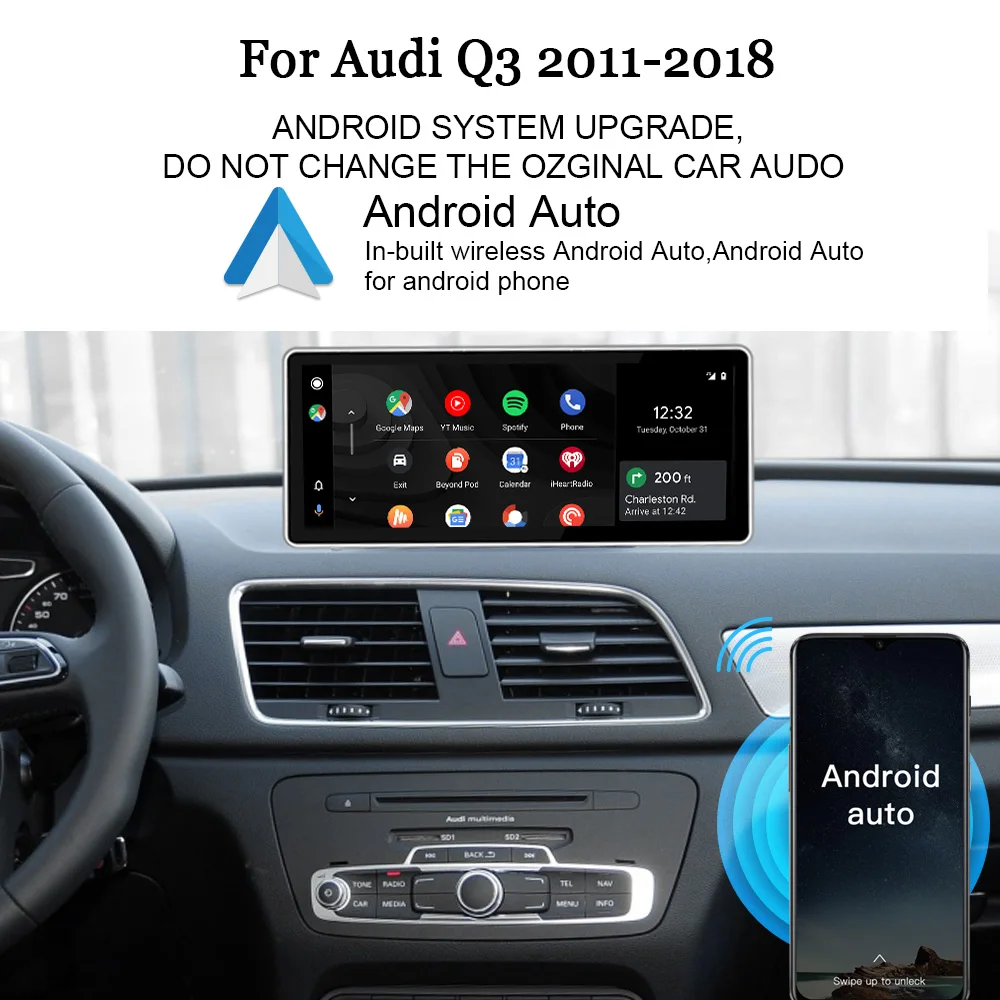 Android radio CarPlay for Audi Q3 8U 2012-2018 touch screen upgrade Multimedia navigation head unit GPS navi TikTok Google Maps