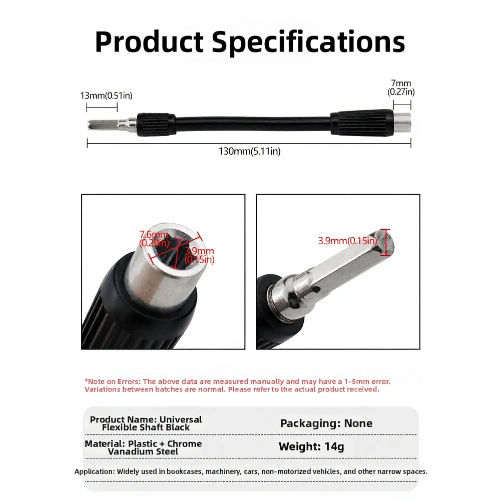 360° Flexible Magnetic Screwdriver Bit Extension Bendable Drill Shaft For Tight Spaces Dual-Direction Metal Connecting Rod