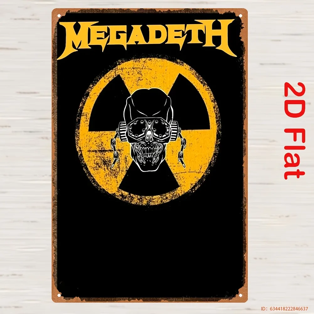 2D شقة، 1PC علامة معدنية خمر |   شعار فرقة Megadeth مع هيكل عظمي في المركز ورمز الإشعاع النووي #6