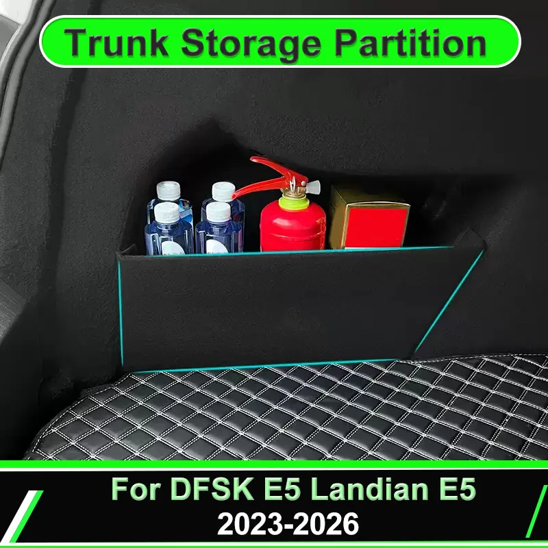 Car Trunk Storage Box Anti-dirty Organizer Partition Side Auto Accessories For DFSK E5 Landian E5 2023~2026 NEV Evolute i-SPACE