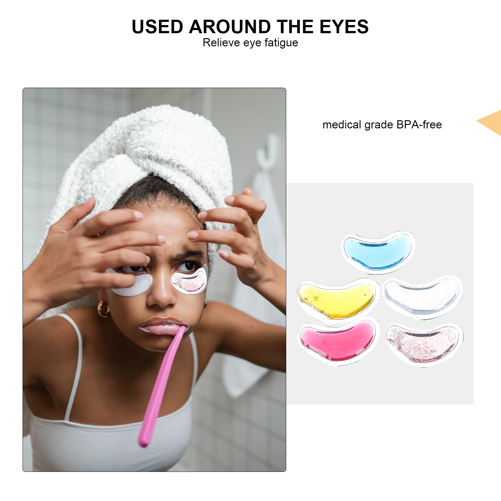 

5Pcs Eye Care Gel Pads Hot Cold Therapy Reusable Cooling Eye Patches for Fatigue Relief Dark Circle Improvement