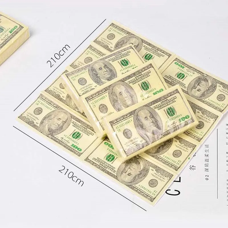 100 Dólar Dinheiro Guardanapos, Papel Criativo, Fontes Do Partido Do Banho De Higiênico, 9 Pcs por Conjunto