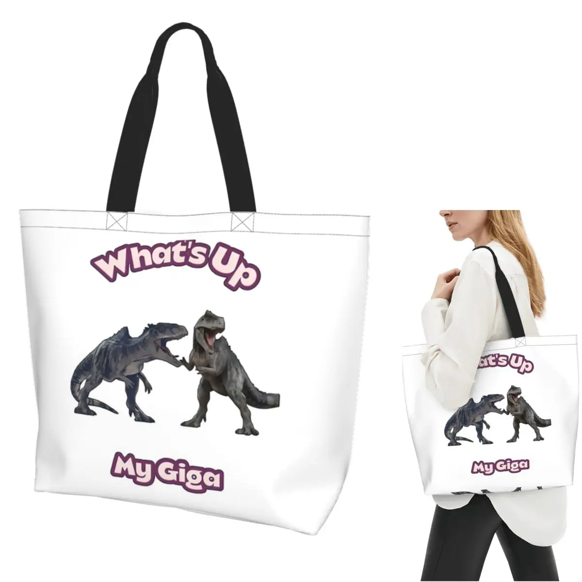 Game Ark Survival Evolved What's Up My Giga Sac fourre-tout en toile de grande capacité, sacs à bandoulière, sac de courses