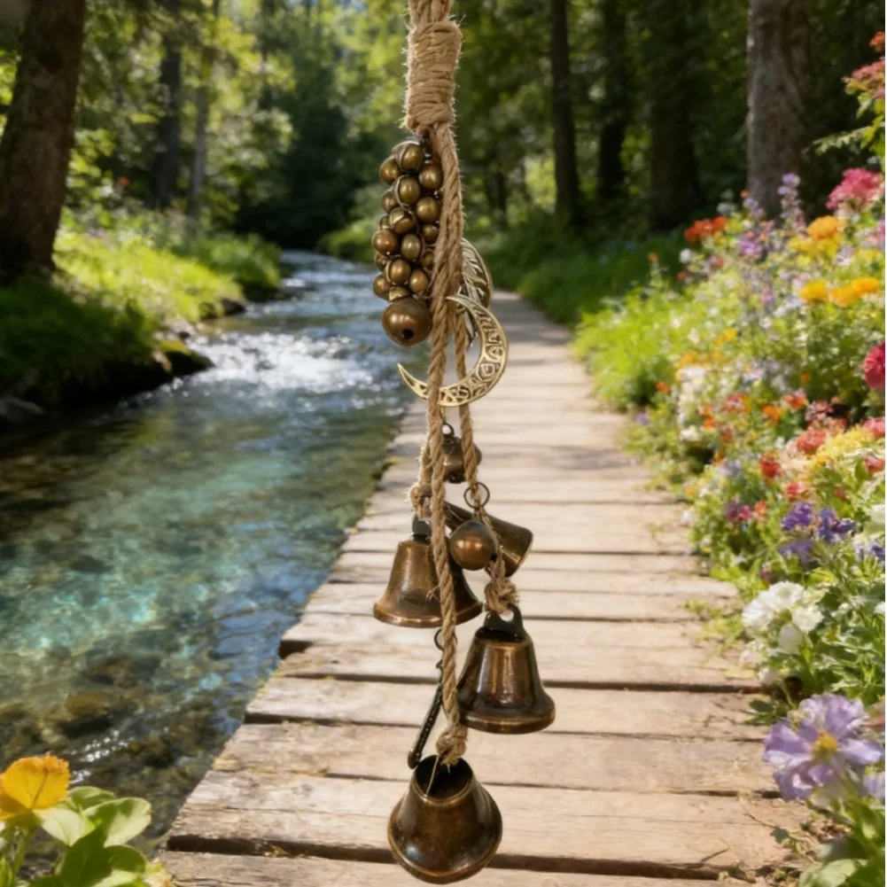 Christmas Decoration Bronze Hemp Rope Bell Perfect For Christmas Celebrations Hand-knitted Design Metal Bell Component