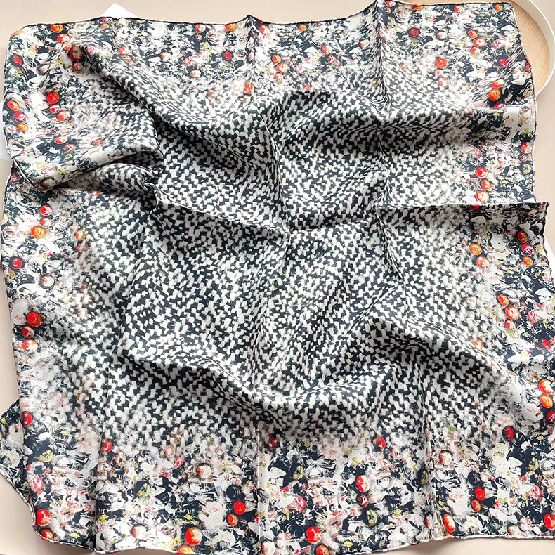 

Роскошный брендовый шелковый шарф 90, квадратные банданы, шарфы с закрученными краями, женская одежда, аксессуары для волос, рождественский подарок для влюбленных