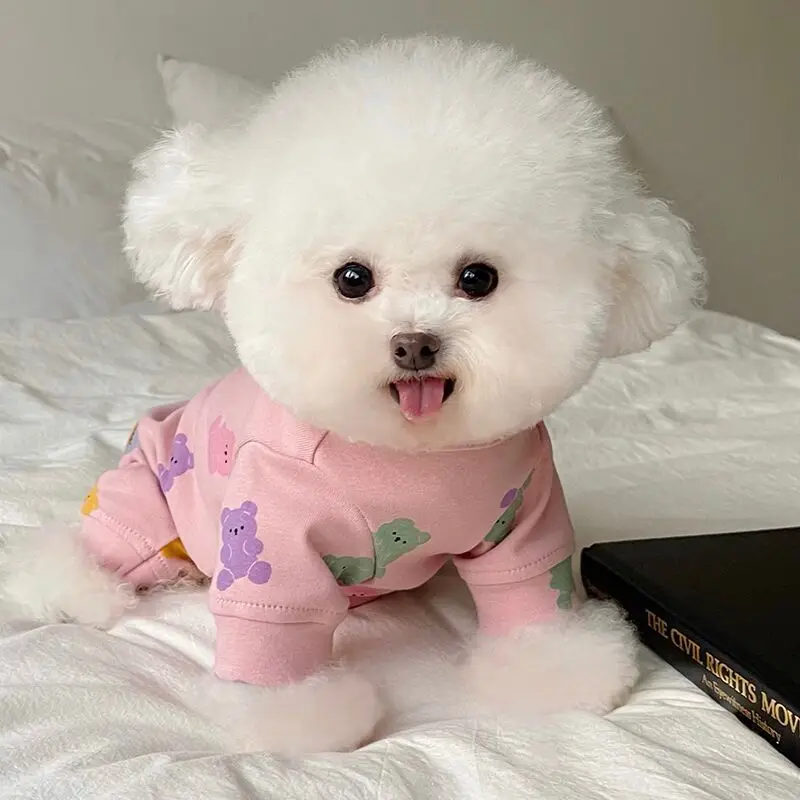 Pet Outfit Spring Autumn Dog Clothes Jumpsuit Pajamas Sleepwear Pomeranian Puppy Costume Small Dog Clothing Overalls Pyjama