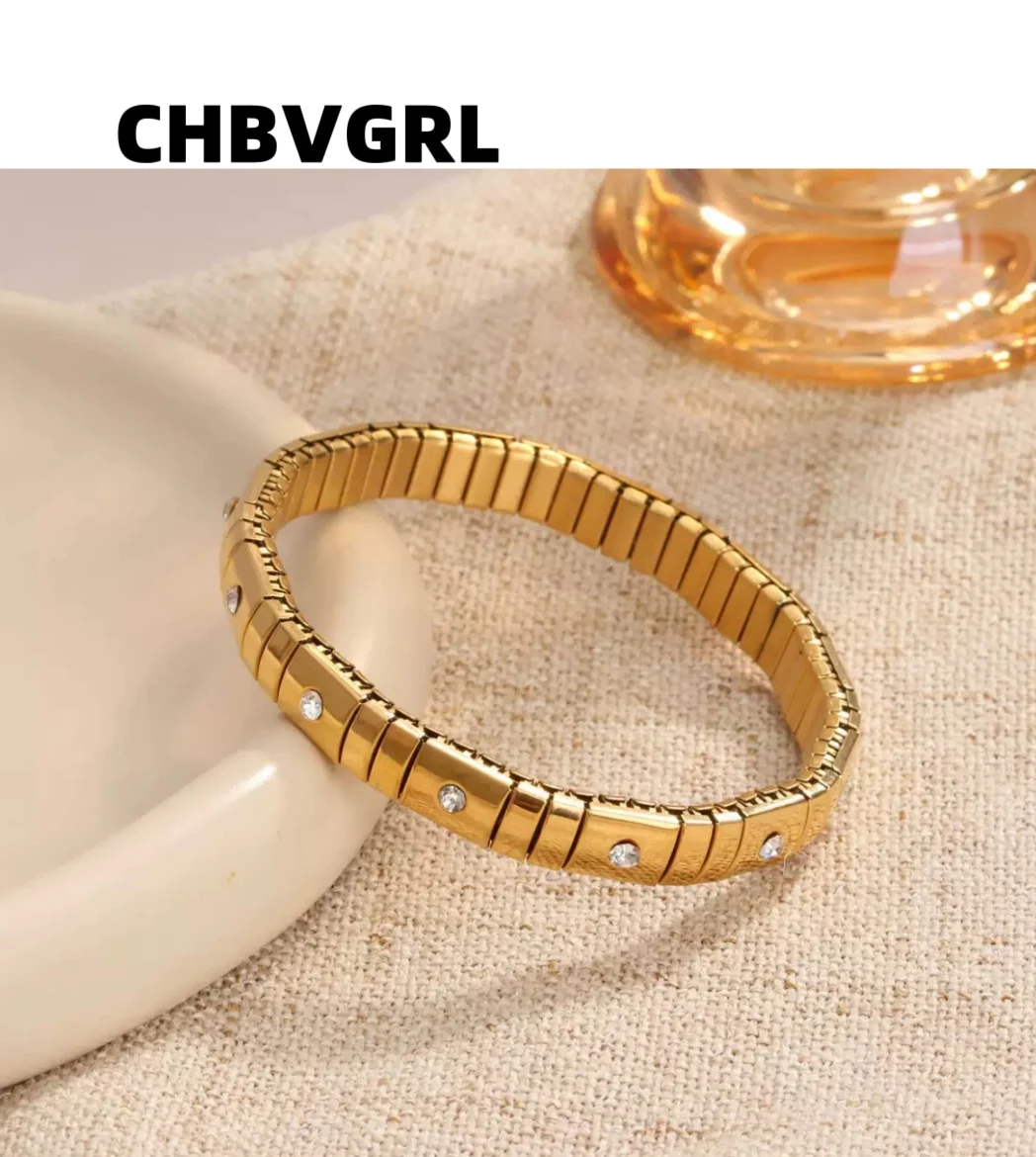 

New hot-selling elastic wristband titanium steel old money style luxurious retro European and American couple high-end bracelet