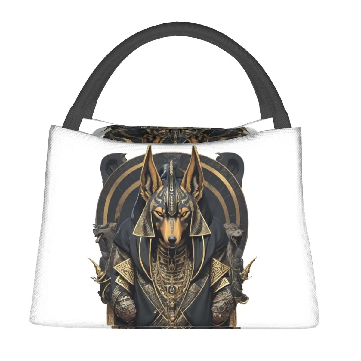 Egyptian God Anubis Art Lunch Bags Insulated Bento Box Portable Lunch Tote Picnic Bags Thermal Bag for Woman Student Office