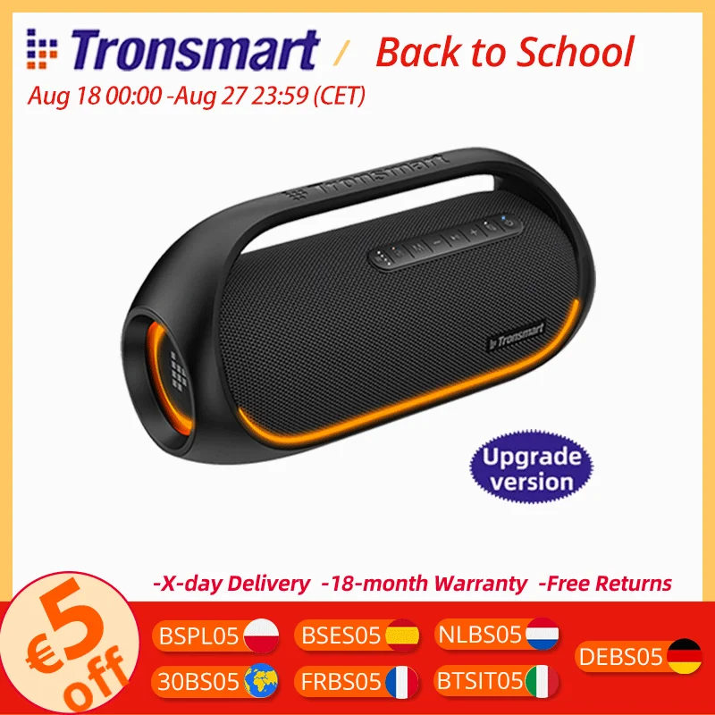 Altoparlante Bluetooth Tronsmart Bang Altoparlante portatile per feste con audio ad alta risoluzione senza perdita, bassi pesanti, controllo app, maniglia portatile