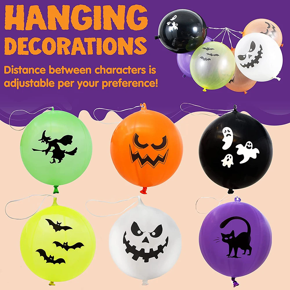 10/20/36Pcs Halloween Pumpkin Ghost Balloons Halloween Decorations Spider Latex Balloons Toy PumpkinHalloween Party Supplies