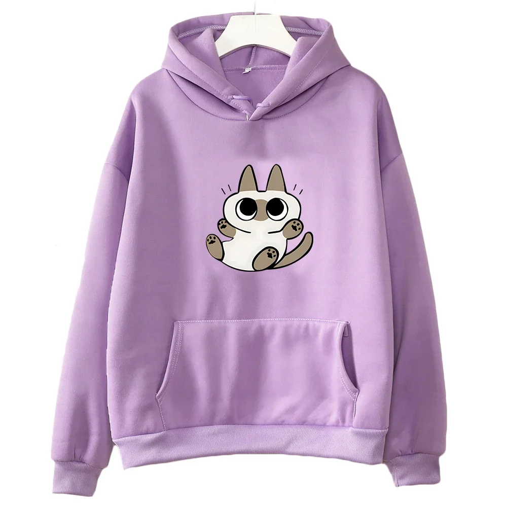 Siamese Cat Azuki Is The Center of The World Nobeko Oversized Hoodie WOMEN Kawaii/Cute Long Sleeve Sweatshirt Harajuku Cartoon