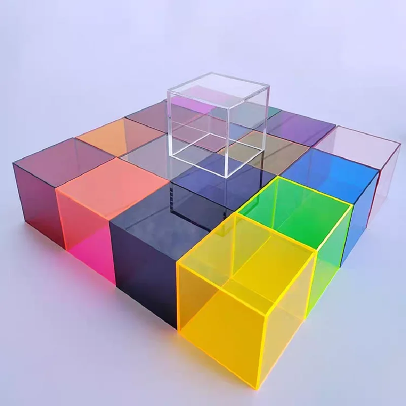 Picture 4: Colorful Five-Sided Acrylic Display Case, Supermarket Translucent Display Stand, Candy Storage Box, Square Shooting Background