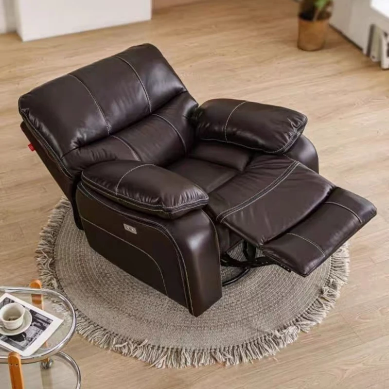 

First-Class Space Cabin Ecological Genuine Leather Lazy Sofa - Living Room Balcony Reclining Rotating Rocking Electric