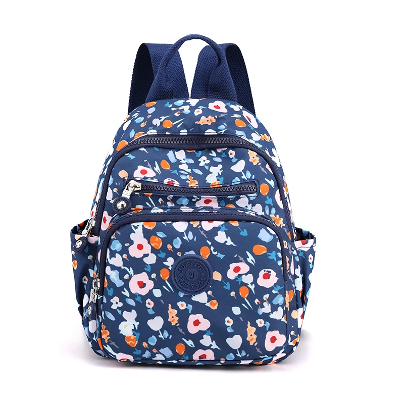 Mini Backpack Women Shoulder Bag Preppy Style Waterproof Nylon Flower Printing Female Small Rucksack Purses For Girls