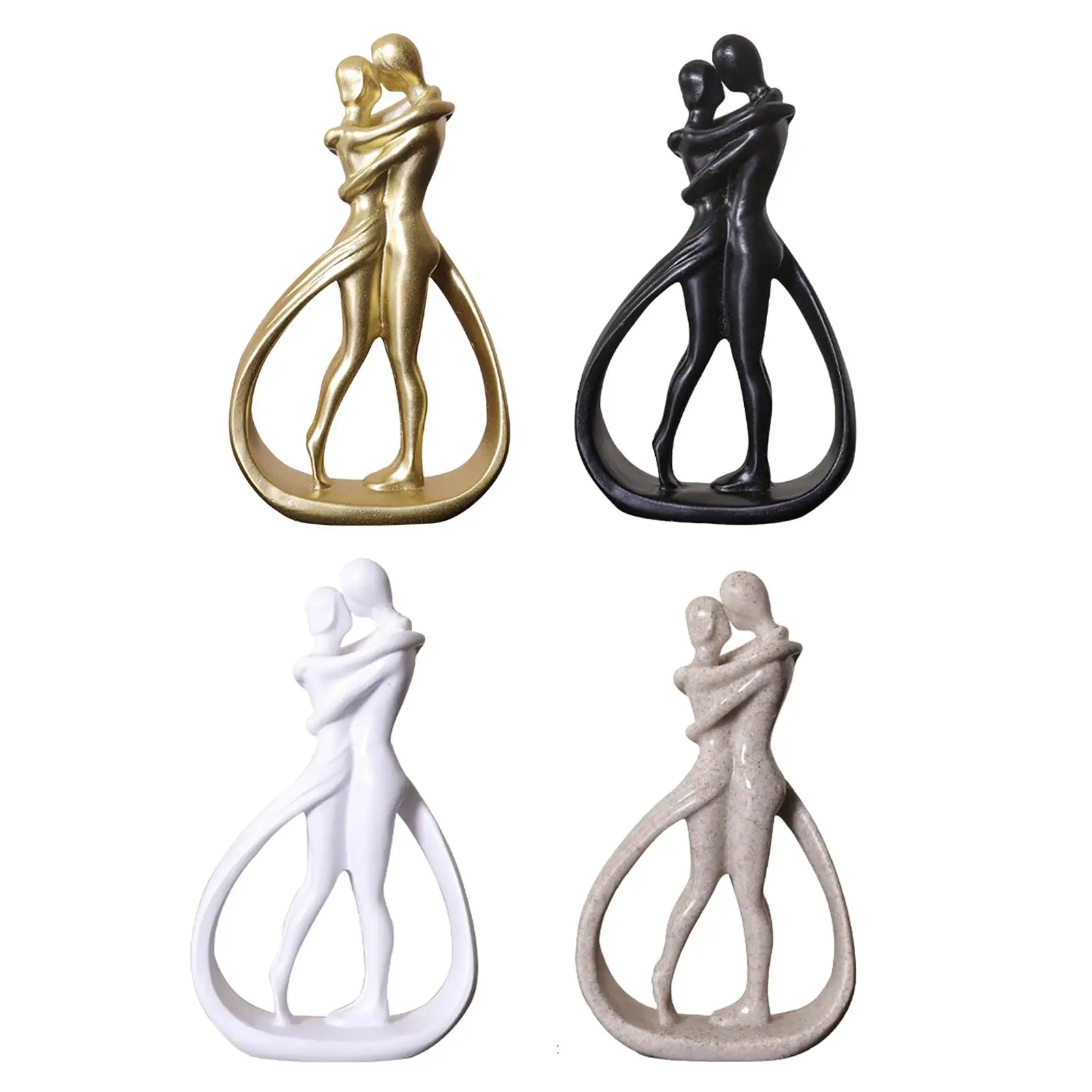 Couple Statue Collectible Resin Crafts Couple Figurine Desktop Ornament for Shelf Cabinet Office Centerpiece Home Decoration