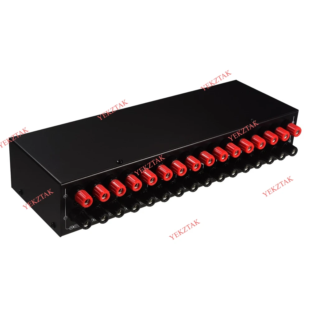 B075 4 المدخلات 4 الإخراج مكبر كهربائي المتكلم محدد الجلاد المتكلم التبديل موزع مقارنة 300 واط لكل قناة #5