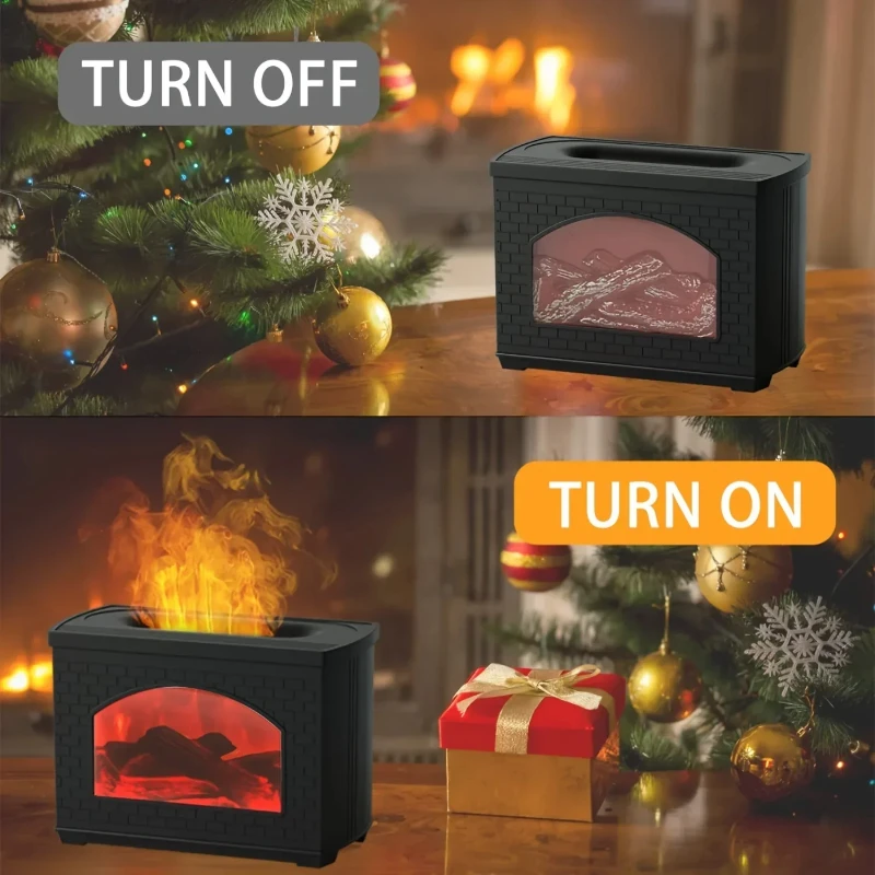 Lampu Malam LED Pelembap Udara Meja, Hadiah Penyemprot Kabut Halus Api Simulasi untuk Perapian Rumah Pertanian Estetika Lucu Penting