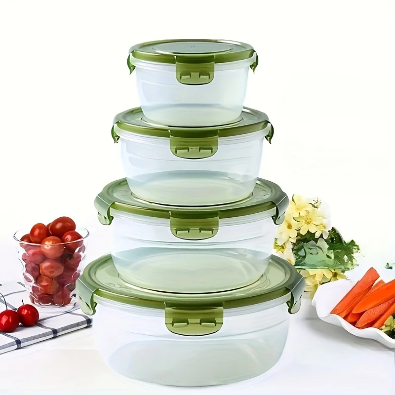 4 Plastic Food Storage Containers, Lunch Boxes, Suitable for Canteens, Camping, Picnics, and Pre-Meal Preparation Containers