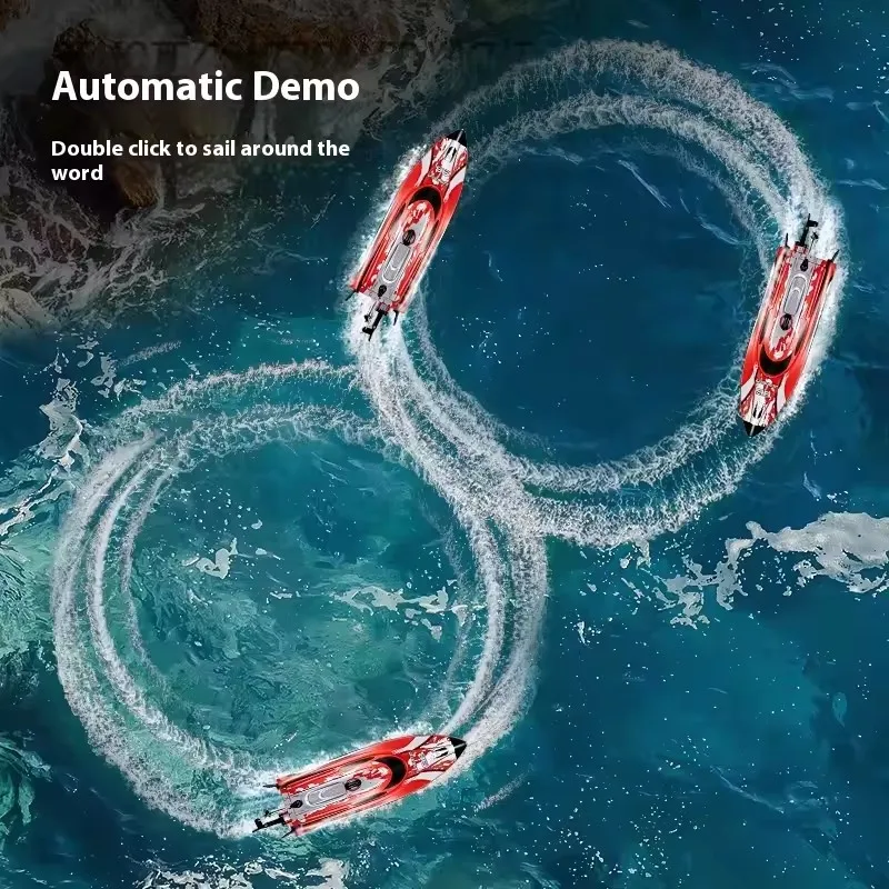 150M Long Distance Capsize Reset Smart Alarm High Speed Remote Speedboat 2.4G 25KM/H Auto Demo LED Lighting Racing Drift RC Boat