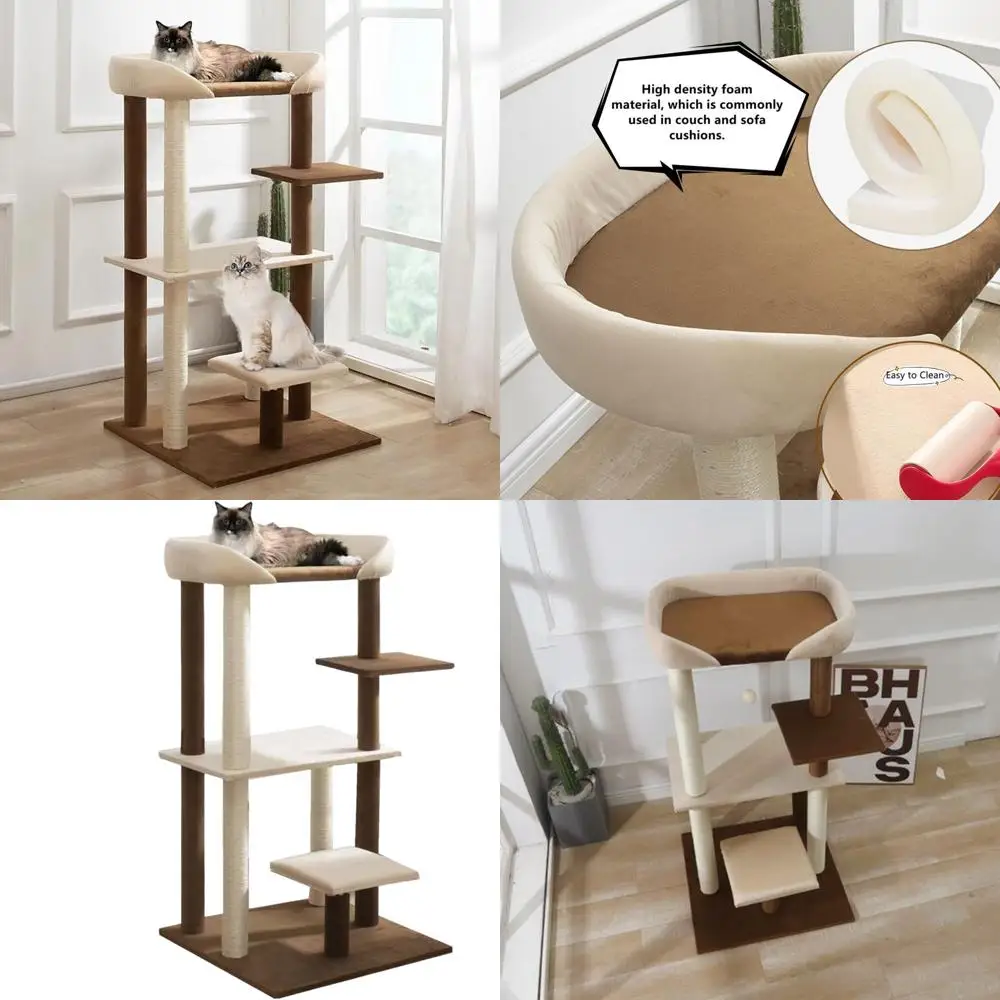 

Просторная кошачья башня с большим окунем и диваном для нескольких кошек для кошек мейн-кун