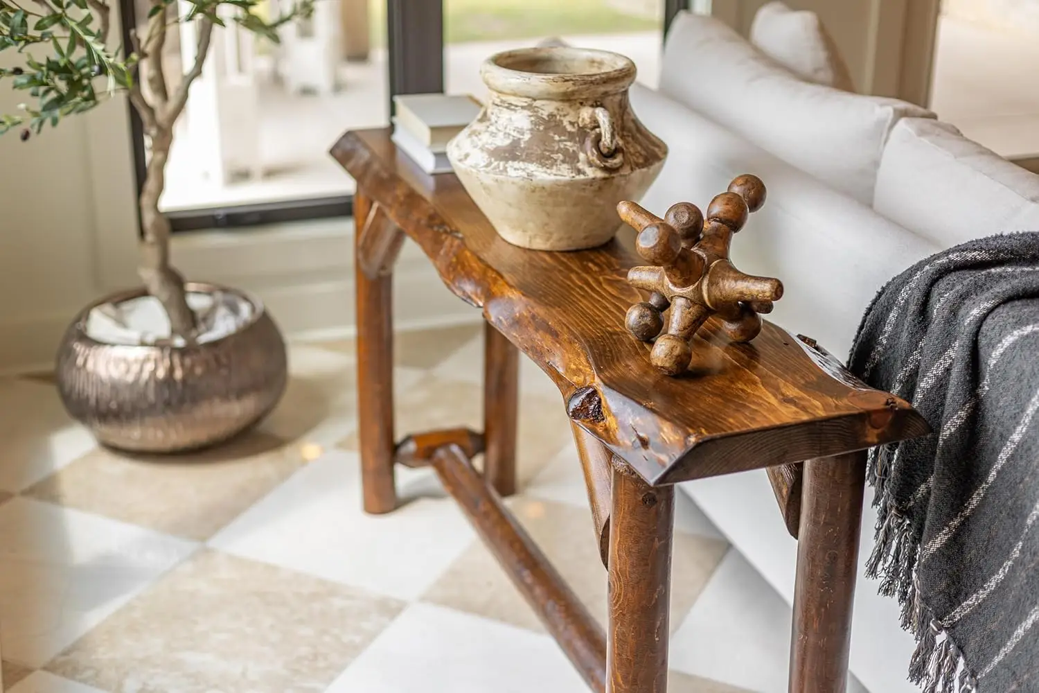 #Rustic Sofa Table 56" Live Edge Console Table – Cedar & Pine Wood (Entryway, Hallway, Living Room Furniture), Customized view 2