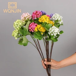 1PC,Simulation 3 Heads Long Hydrangea Ball Flowers Silk White Snow Ball Artificial Flowers For Home Table Wedding Decoration