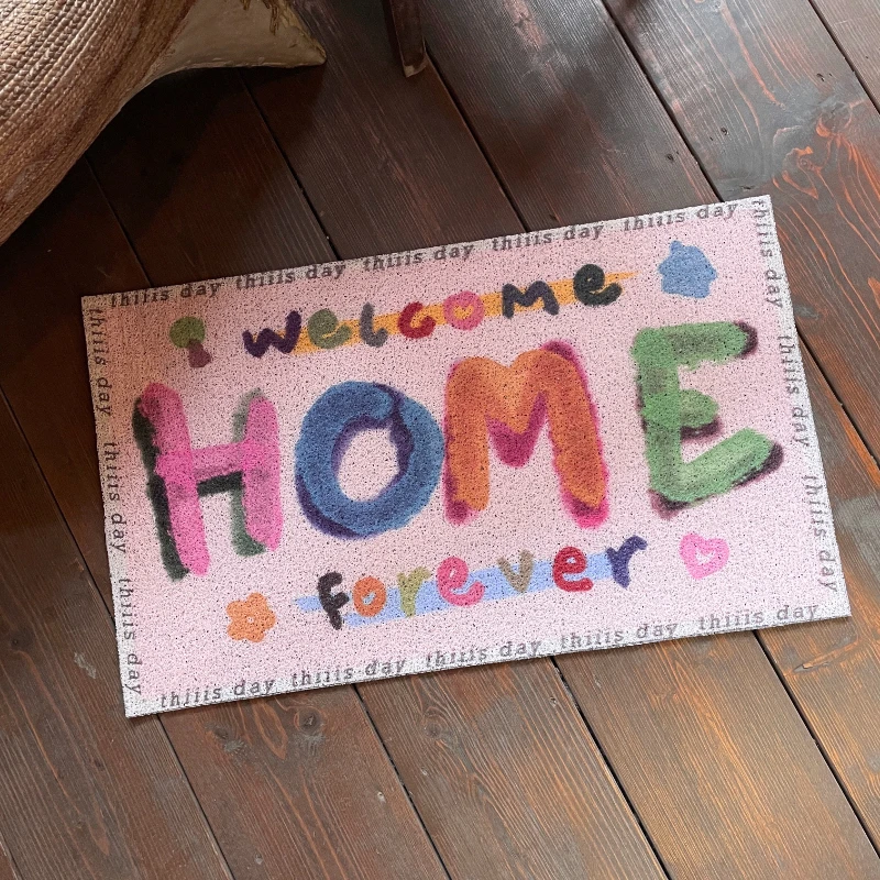 Cartoon Door Mats Letter Pattern Dirt-resistant Foot Mat Pink Cute Easy-to-care Carpet Non-slip Wear-resistant Balcony Rug Ковер