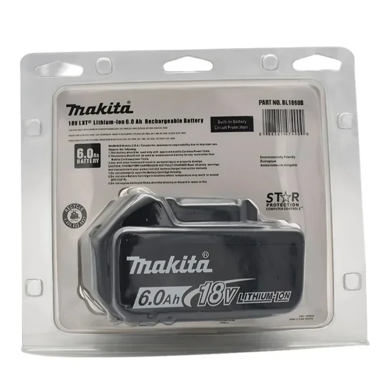 100% genuino Makita 6Ah para Makita 18V batería BL1840 BL1830B BL1850B BL1850 BL1860 BL1815 batería de litio de repuesto