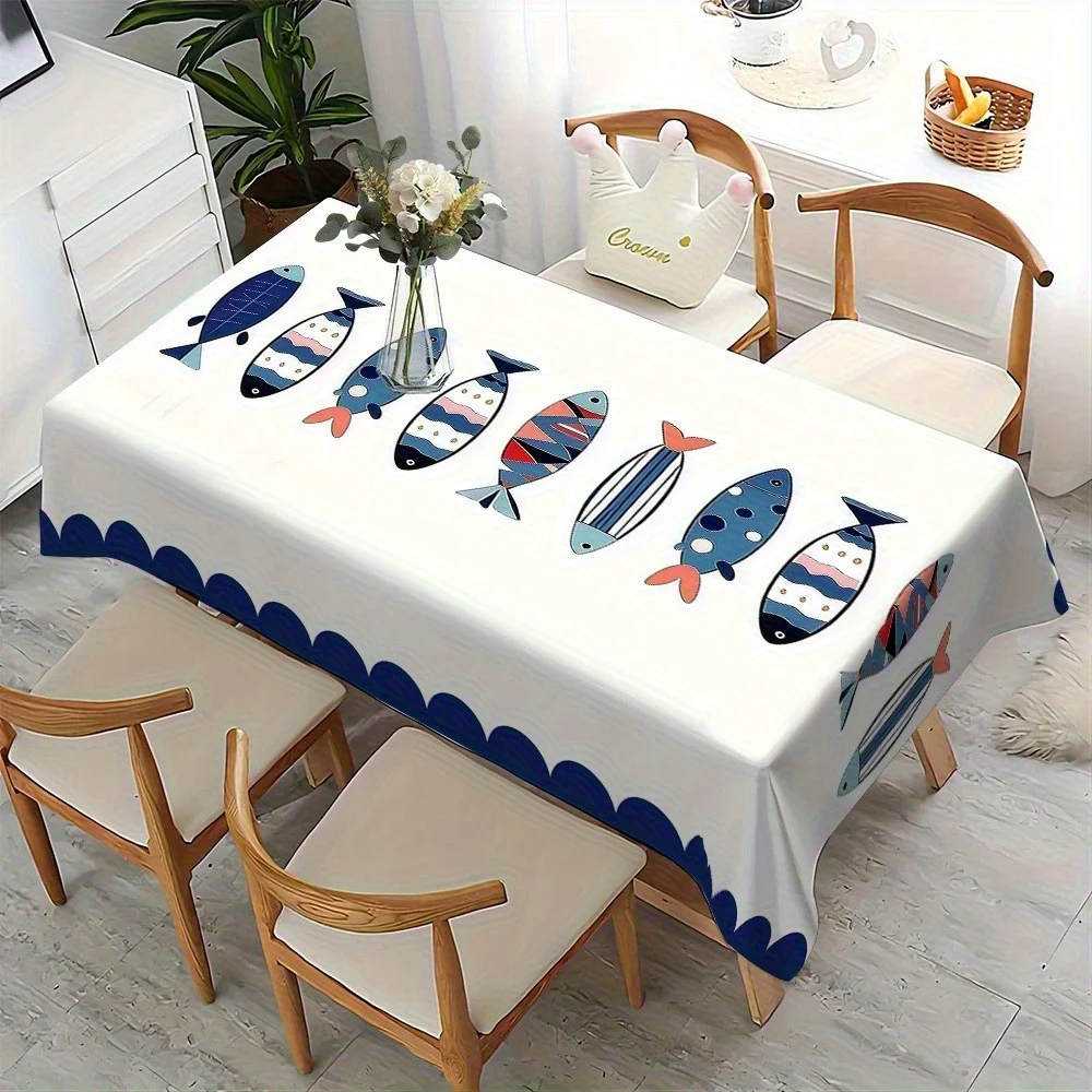 One tablecloth, a cute fish-patterned tablecloth, a simple printed rectangular tableclothZYC